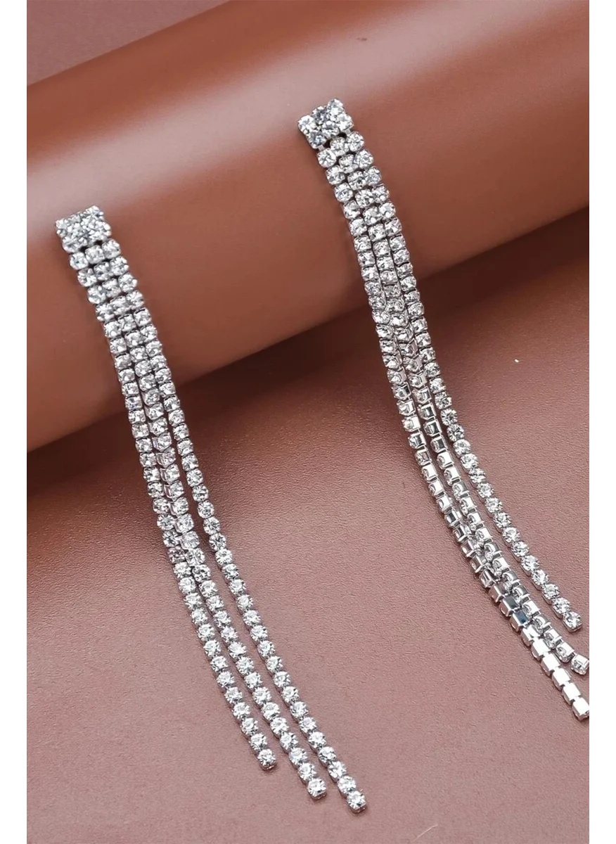 باهلس Women's Crystal Stone Waterway Pendant Earrings