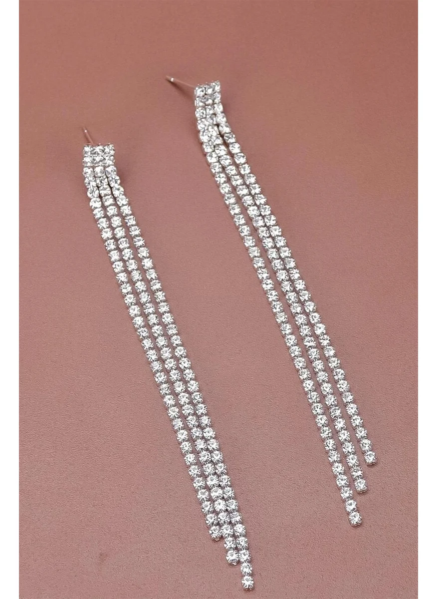 باهلس Women's Crystal Stone Waterway Pendant Earrings