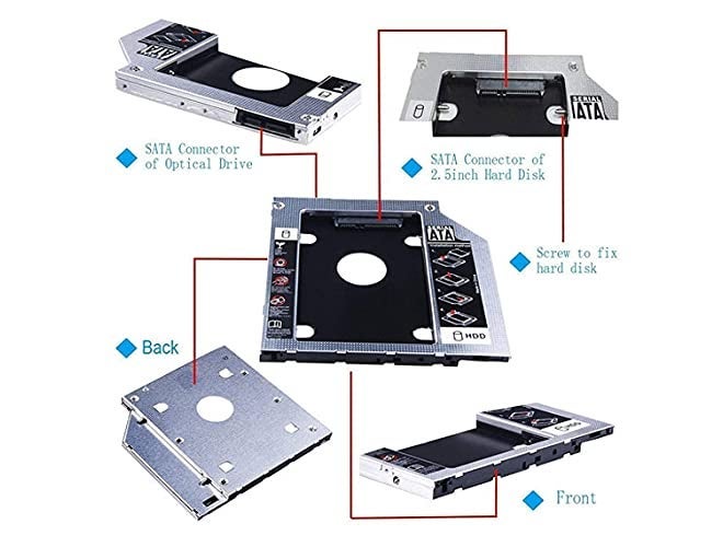 CARE CASE ® Optical Bay 2nd Hard Drive Caddy, 9.5 mm CD/DVD Drive Slot for SSD and HDD (Pack of 2) - Image 4