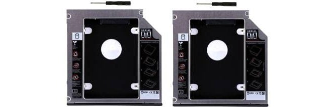 CARE CASE ® Optical Bay 2nd Hard Drive Caddy, 9.5 mm CD/DVD Drive Slot for SSD and HDD (Pack of 2) - Image 1