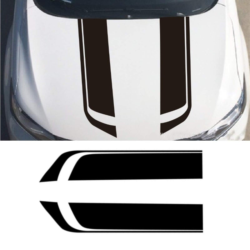 LANZMYAN Car Hood Decal Sticker Universal Hood Racing Body Side Vinyl Modified Stripe Exterior Decal Decoration Black