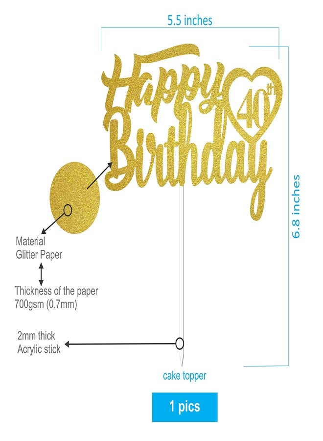 SVM CRAFT® Happy 40th Birthday Cake Topper and banner, Hello 40, Cheers to 40 Years Old, 40 Years Old Party Decoration Supplies - Image 2