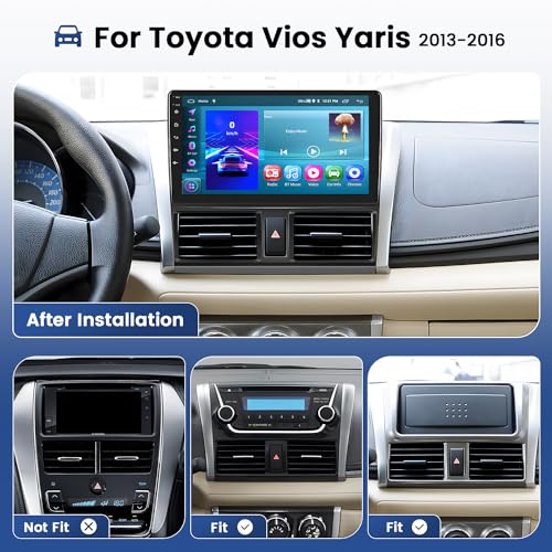 Hikity 2+64G Android 15 Car Stereo for Toyota Vios Yaris 2013 2014 2015 2016 Wireless CarPlay Android Auto,10.1 inch Touch Screen Radio Bluetooth GPS Navigation 26UI WiFi FM RDS+Free AHD Backup Cam - Image 2