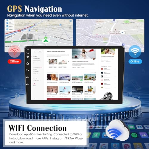 Hikity 2+64G Android 15 Car Stereo for Toyota Vios Yaris 2013 2014 2015 2016 Wireless CarPlay Android Auto,10.1 inch Touch Screen Radio Bluetooth GPS Navigation 26UI WiFi FM RDS+Free AHD Backup Cam - Image 4