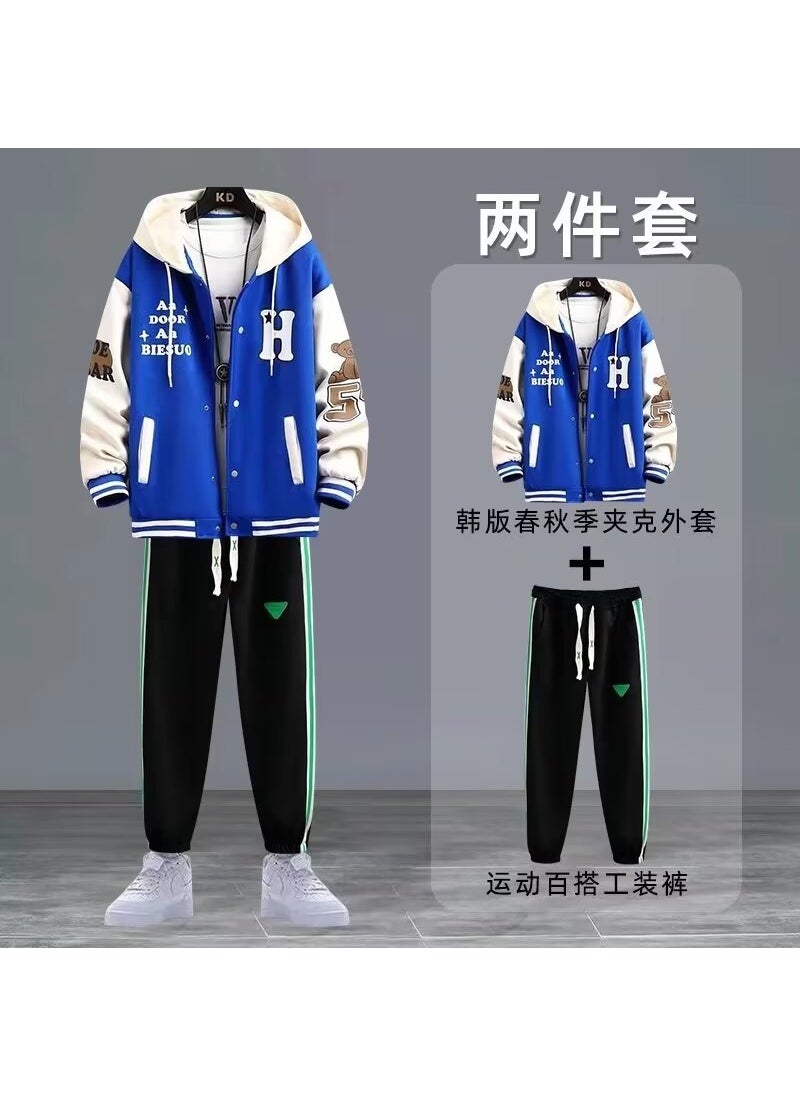 Generic - Youth Zipper Jacket Hoodie Set for Spring/Fall Blue - Image 1