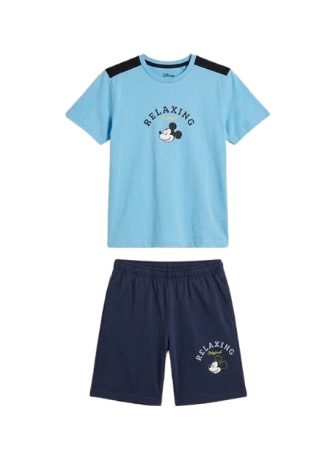 Summer Baby Boy Pajama Set with Mickey Mouse Print for 3.5-Year-Old Toddlers Lightweight & Breathable Sleepwear Outfit for Comfortable Warm Weather Use - Image 1
