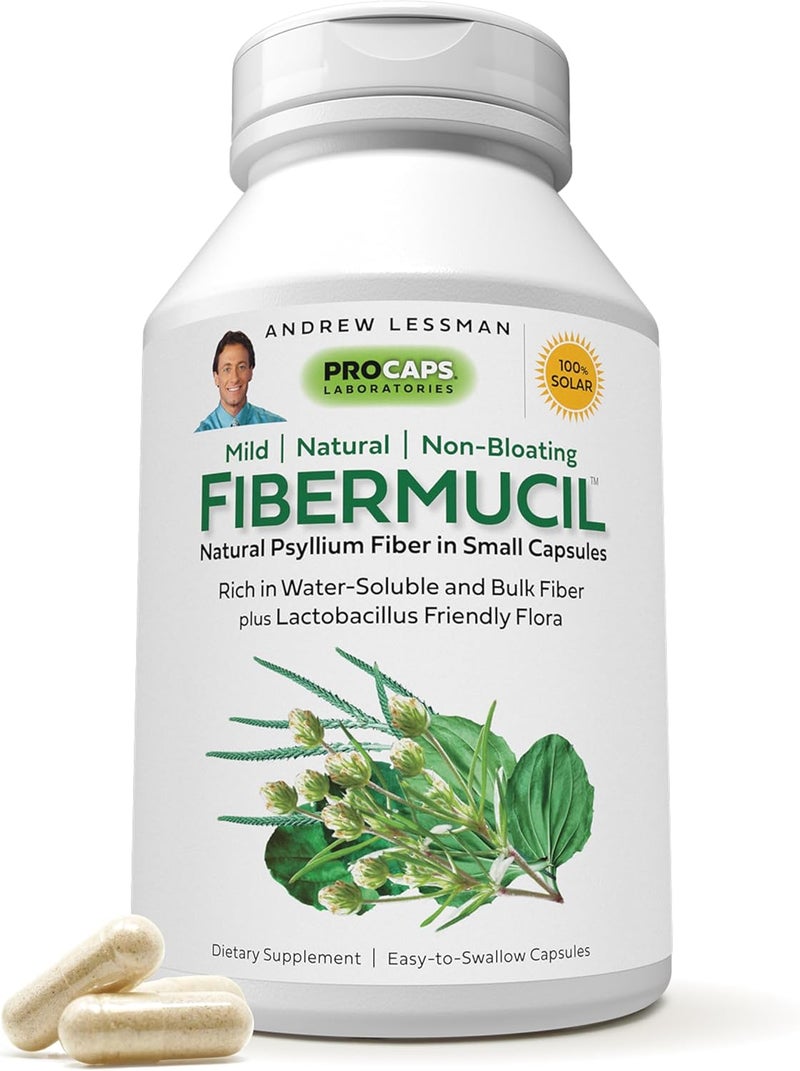 ANDREW LESSMAN Fibermucil Capsules Psyllium Husk Powder Gently Promotes Regularity and Digestive Health Rich in Fiber Gentle Easy Effective No Additives Small Easy to Swallow Capsules - Image 1