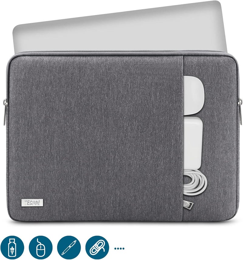 تيكول حقيبة كمبيوتر محمول مقاس 13.3 بوصة لأجهزة MacBook Pro Air M2 M1 2022-2012 مقاس 13 بوصة، MacBook Pro M3 M2 2023 مقاس 14 بوصة، Acer Dell Samsung Laptop مقاس 13.3 بوصة، Surface Laptop 4 3 مقاس 13.5 بوصة، غطاء واقٍ مضاد للصدمات، داكن - Image 2
