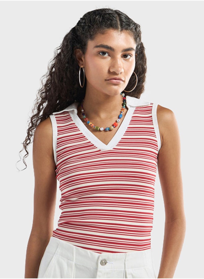 FAV Striped Collared Top  - Image 1