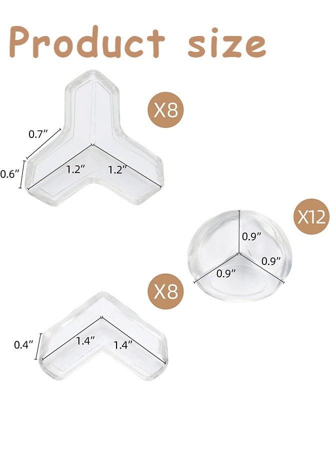 Photon 24 Pcs Clear Corner Protector for Baby, 3 Shapes Guards Furniture Corner Guard, Edge Safety Bumpers with Baby Safety - Image 2