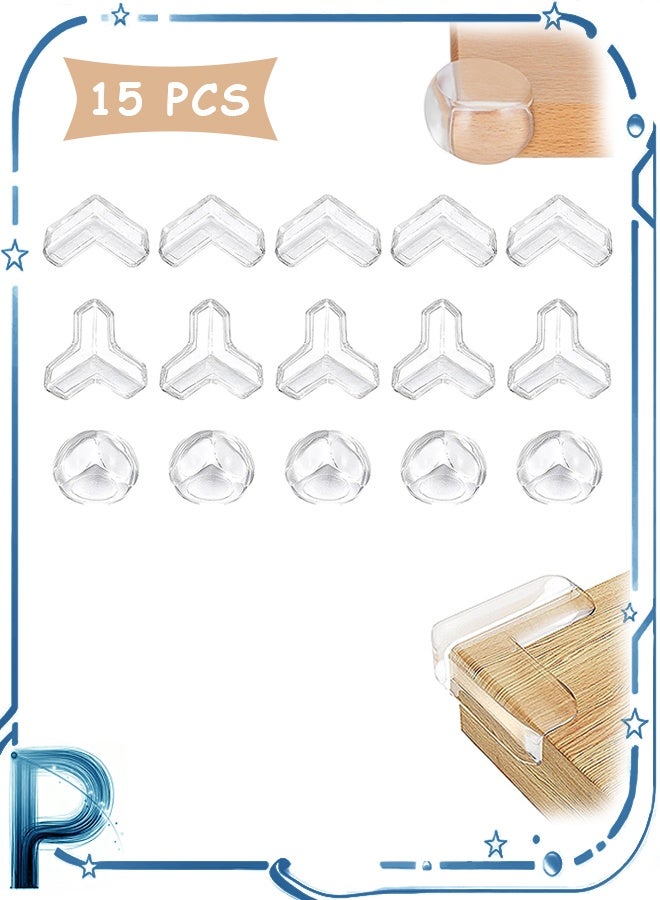 Photon 24 Pcs Clear Corner Protector for Baby, 3 Shapes Guards Furniture Corner Guard, Edge Safety Bumpers with Baby Safety - Image 1