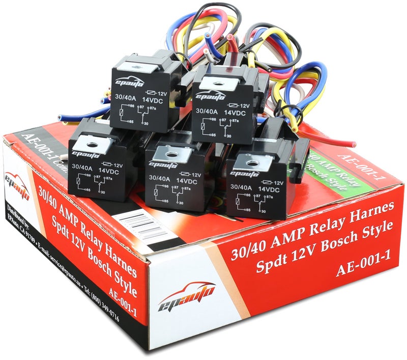 EPAuto 30/40 AMP Relay Harness Spdt 12V, 5-PIN SPDT Bosch Style - 5 Pack - Image 5