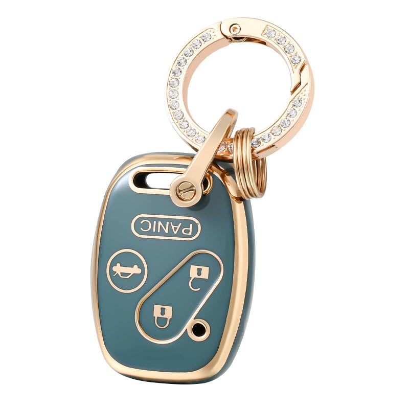 OFFCURVE Key Fob Cover with Keychain for Honda Full Protective Car Key Case Holder for Honda Accord Accord Crosstour CRV Civic Element Pilot Key Fob Keyless Entry Remote Car Accessories Blue