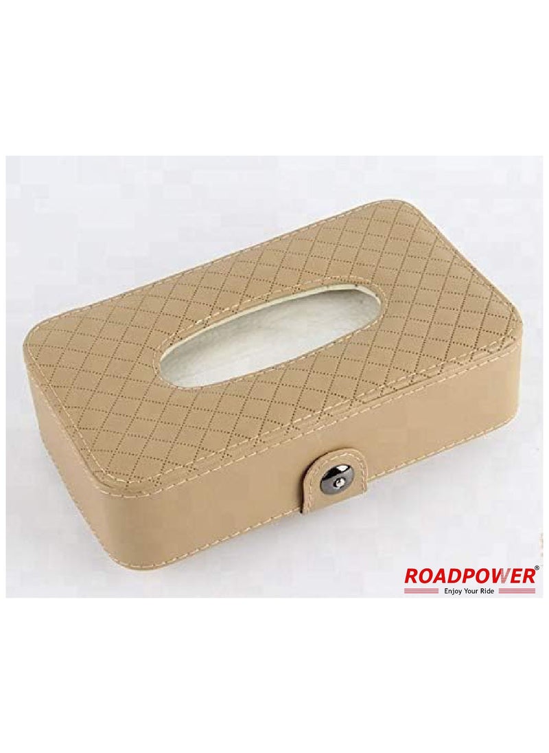 RoadPower Car Tissue Holder Organizer With Car Sun Visor Sunglasses And Card Holder Beige  - Image 4