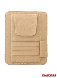 RoadPower Car Tissue Holder Organizer With Car Sun Visor Sunglasses And Card Holder Beige  - Image 3