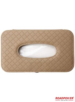 RoadPower Car Tissue Holder Organizer With Car Sun Visor Sunglasses And Card Holder Beige  - Image 2