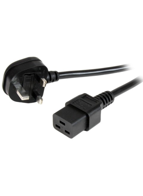 2m Computer Power Cord - BS-1363 to IEC 320 C19 - C19 UK Power Cable Cord - IEC C19 to BS1363 UK Plug, 250V at 13A, Black
