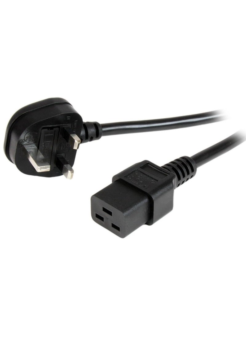 Terabyte - 2m Computer Power Cord - BS-1363 to IEC 320 C19 - C19 UK Power Cable Cord - IEC C19 to BS1363 UK Plug, 250V at 13A, Black - Image 1