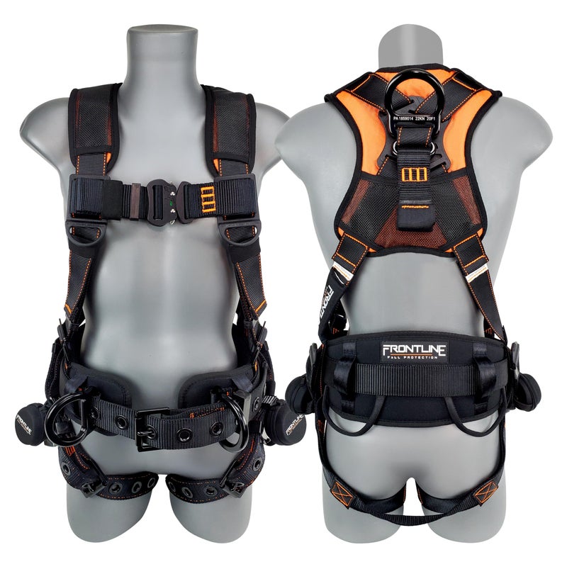 FRONTLINE FALL PROTECTION Frontline 110CTB Combatâ„¢ Lite Full Body Harness all Aluminum Hardware| Trauma Straps | OSHA and ANSI Compliant (Size: XL-2X) - Image 1