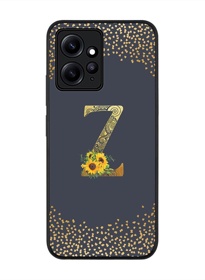 Stylizedd Rugged Black edge case for Redmi Note 12 4G Slim fit Soft Case Flexible Rubber Edges Anti Drop TPU Gel Thin Cover - Custom Monogram Initial Floral Pattern Alphabet - Z - Grey - Image 1