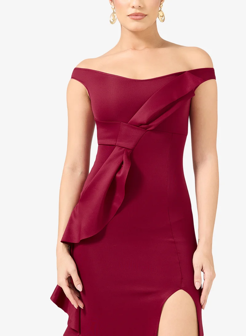 Ella Limited Edition  Off Shoulder Dress With Slit for Women | Best Price UAE