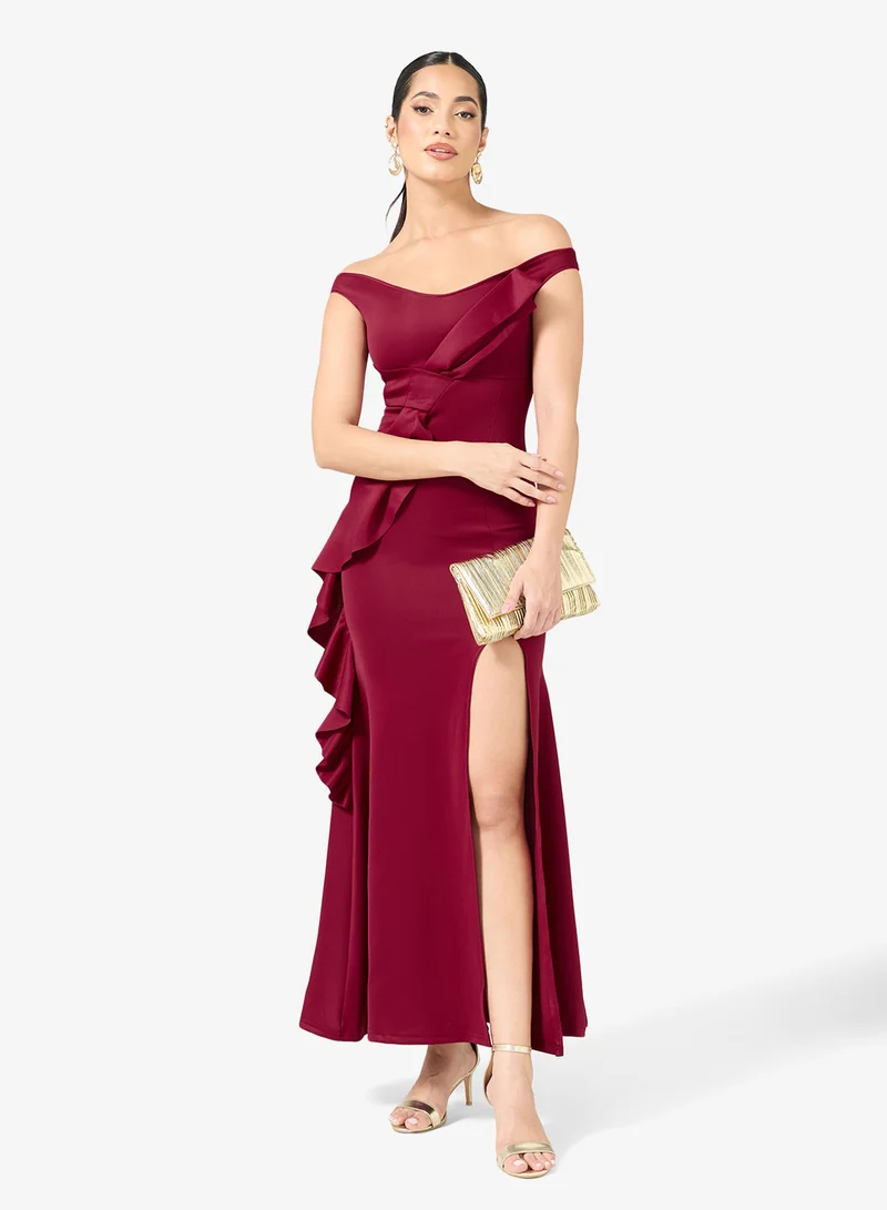 Ella Limited Edition  Off Shoulder Dress With Slit for Women | Best Price UAE
