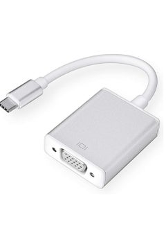 LIXES USB-C to VGA Adapter, USB 3.1 Type C (Thunderbolt 3) to VGA Converter Compatible with MacBook Pro, New MacBook, MacBook Air 2018, Dell XPS 13/15, Surface Book 2 and More (Silver)  - Image 1