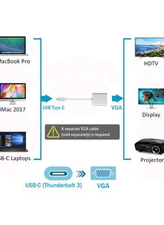 LIXES USB-C to VGA Adapter, USB 3.1 Type C (Thunderbolt 3) to VGA Converter Compatible with MacBook Pro, New MacBook, MacBook Air 2018, Dell XPS 13/15, Surface Book 2 and More (Silver)  - Image 4