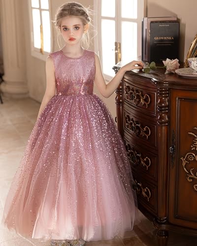 DPKM Flower Girls Sequin Dress Bridesmaid Sparkle Formal Wedding Party Birthday Kids Pageant Princess Prom Ball Gown - Image 5