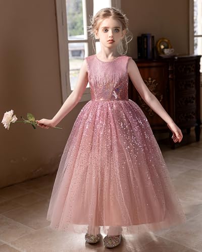 DPKM Flower Girls Sequin Dress Bridesmaid Sparkle Formal Wedding Party Birthday Kids Pageant Princess Prom Ball Gown - Image 3