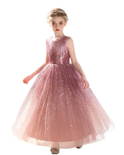 DPKM Flower Girls Sequin Dress Bridesmaid Sparkle Formal Wedding Party Birthday Kids Pageant Princess Prom Ball Gown - Image 1