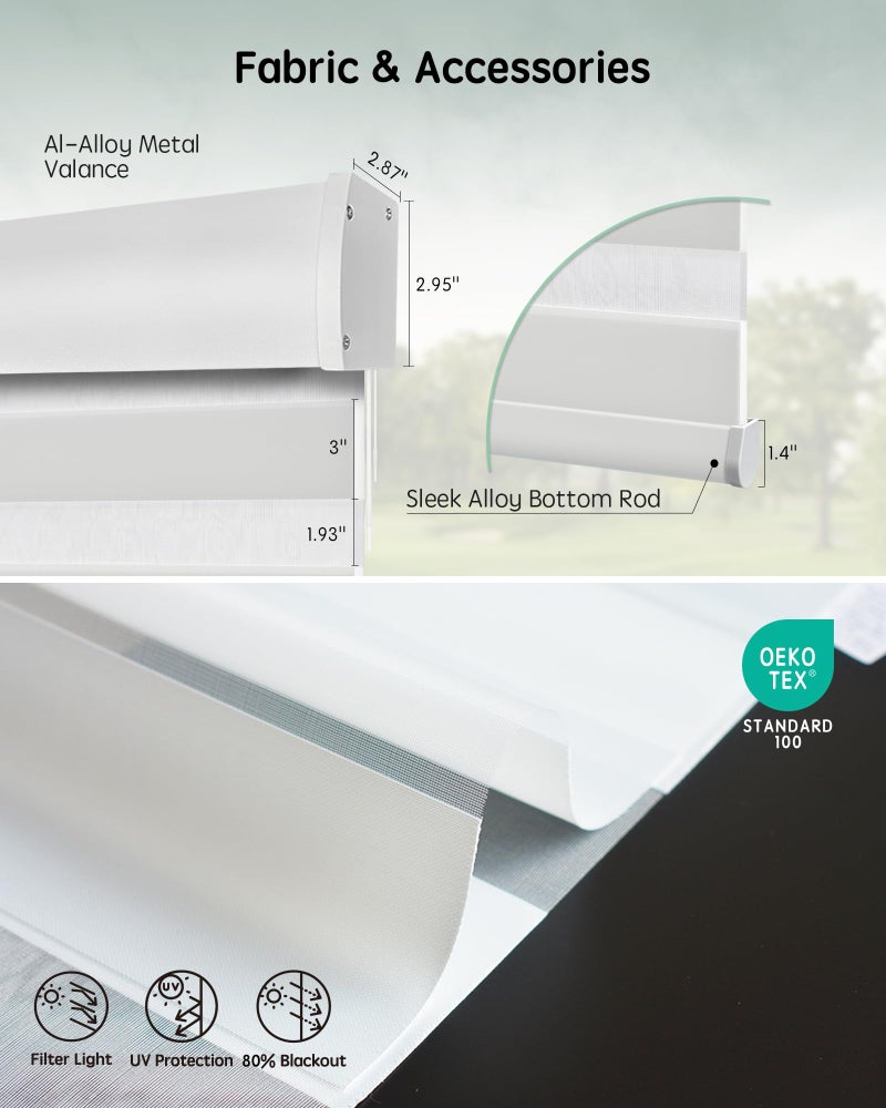 Yoolax Motorized Blinds with Remote, Electric Zebra Blinds for Indoor Windows, Room Darkening Smart Shades with Voice Control, Compatible with Alexa Google Home, APP Control, 23" W x 72" H, White - Image 5