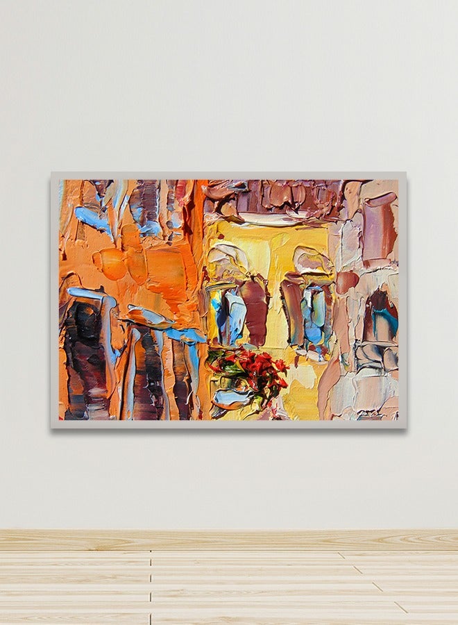 ماركتنا لوحة جدارية قماشية فنية لتزيين الحائط بتصميم تجريدي مع برواز فضي مجوف مقاس 120x80سم قطعة واحدة - Image 1