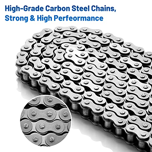 Belleone #40 Roller Chain - 10 Feet #40 Chain with 5 Connecting Links for Go Karts, Mini Bikes, Scooters, Motorcycles, Bycicles, ATV, MTV, Dirt Bike and Other Industrial Machinery - 240 Links - Image 3