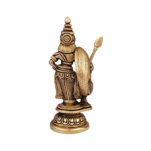 ARTVARKO Brass Lord Murugan Kartikeya Murugana Kumaraswamy Karthikeya Standing Idol Swaminatha Skanda Murti Swami Ji Kartik Statue Subramanya 6 Inch - Image 5