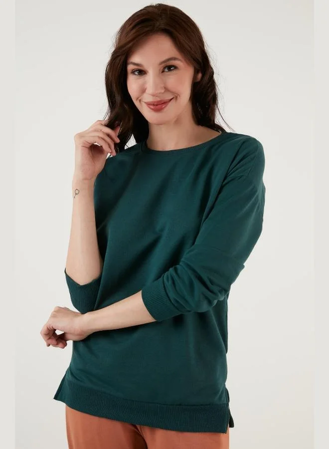 Lela Lela Cotton Regular Fit Crew Neck Basic Sweat Women's SWEAT 5863569