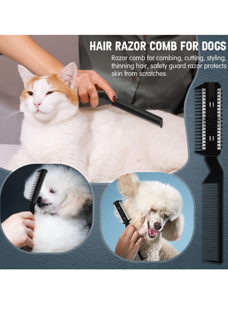 Dogs Hair Grooming Trimmer Comb, 10 Pieces Razor Comb, with 20 Extra Blades Manual Dog Hair Trimmer Comb Double Edge Razor for Cats and Dogs With All Hair Types (Black) - Image 4