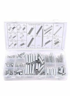 200 Pieces Zinc Plated Spring Assortment Kit, Compression Spring Tension Spring Transparent PP Plastic Box 20 Kinds of Size Extension and Compression Spring Repair Tool Replacement Kit
