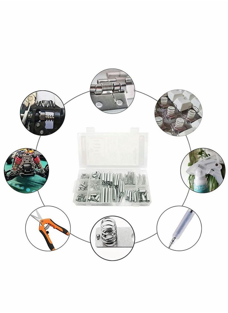 Generic - 200 Pieces Zinc Plated Spring Assortment Kit, Compression Spring Tension Spring Transparent PP Plastic Box 20 Kinds of Size Extension and Compression Spring Repair Tool Replacement Kit - Image 1