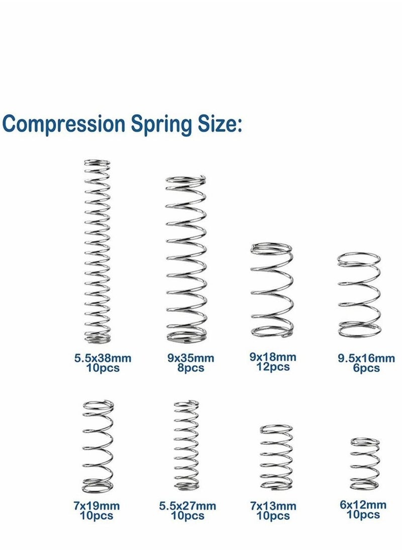 Generic - 200 Pieces Zinc Plated Spring Assortment Kit, Compression Spring Tension Spring Transparent PP Plastic Box 20 Kinds of Size Extension and Compression Spring Repair Tool Replacement Kit - Image 1