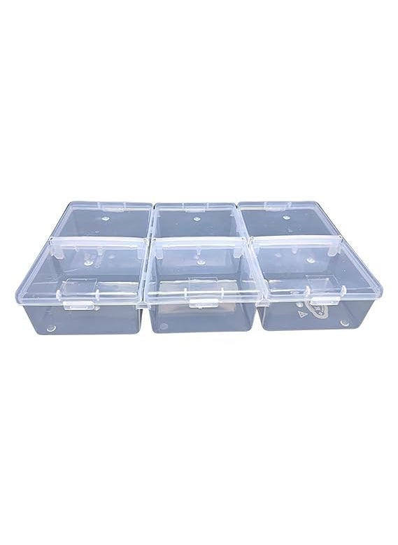 AANIJLAB AANIJLAB Multipurpose Plastic Storage Box Pack of 2 Individual Lids From Outside Six Compartment Storage Box Transparent Rectangular For Multi use at home office shop etc Size 235 X 125 X 40 mm  - Image 1