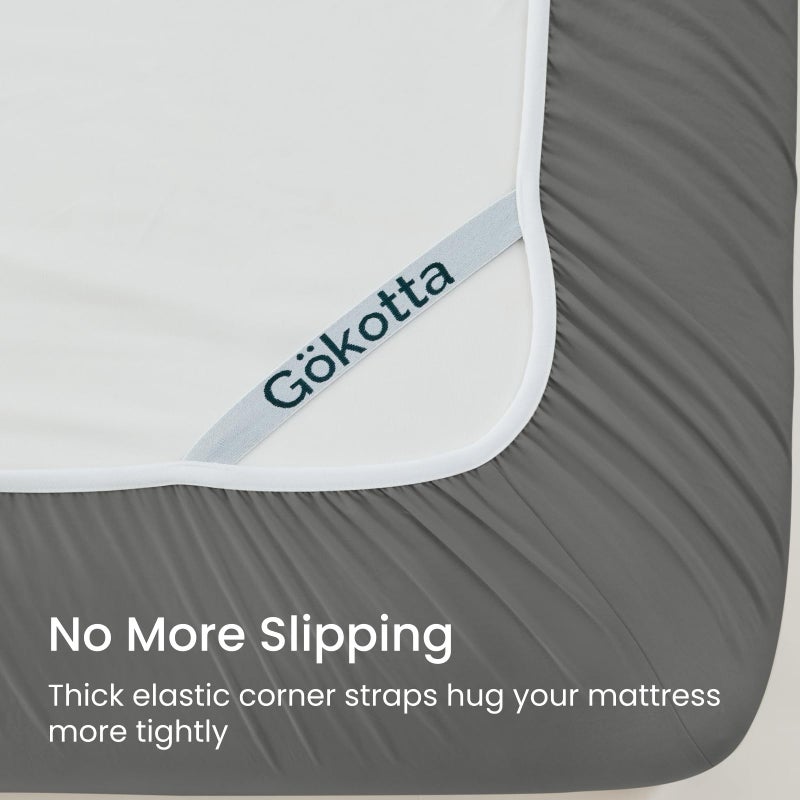 GOKOTTA Queen Fitted Sheet Only, 16-Inch Deep Pocket Queen Size Fitted Sheet with Elastic Corner Straps - Brushed Microfiber Polyester - Ultra Soft, Hotel Luxury, Non Slip, Wrinkle-Free - Dark Grey - Image 2