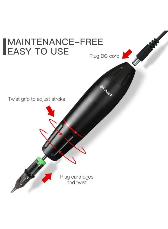 IOLITE Mast Pen Rotary Tattoo Machine (Wired) | Professional Lightweight Pen-Style Tattoo Gun with Powerful Motor & Cartridge Needle Compatibility - Image 5