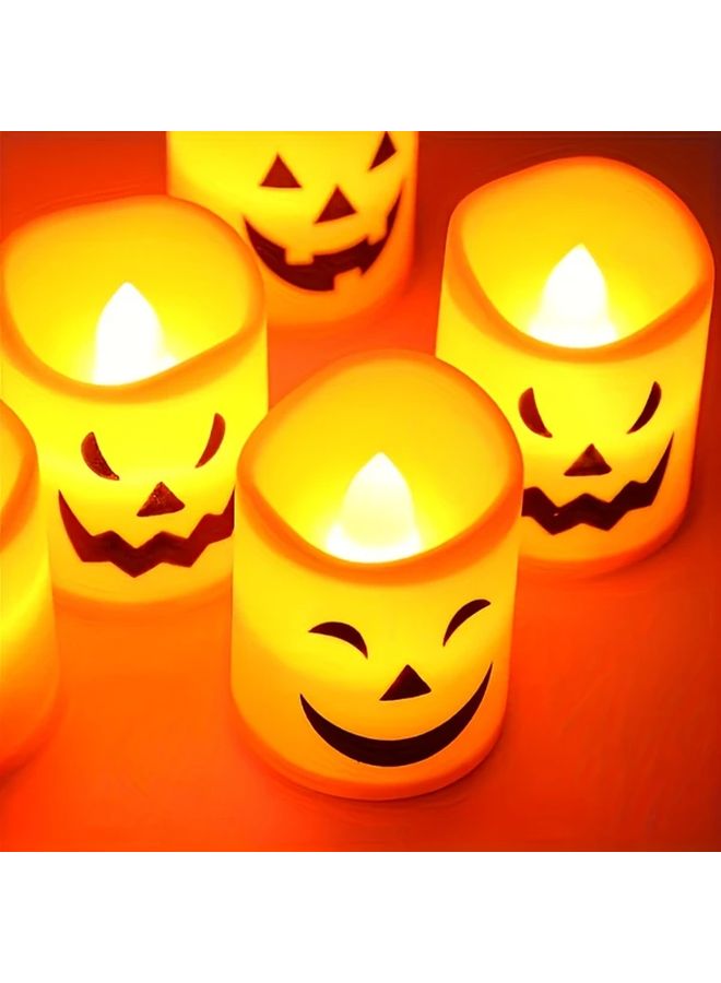 ستايل عشوائي 6 قطع فانوس هالوين بشموع ووجه معبّر يعمل بالبطارية - جاك أو فانوس - Image 3