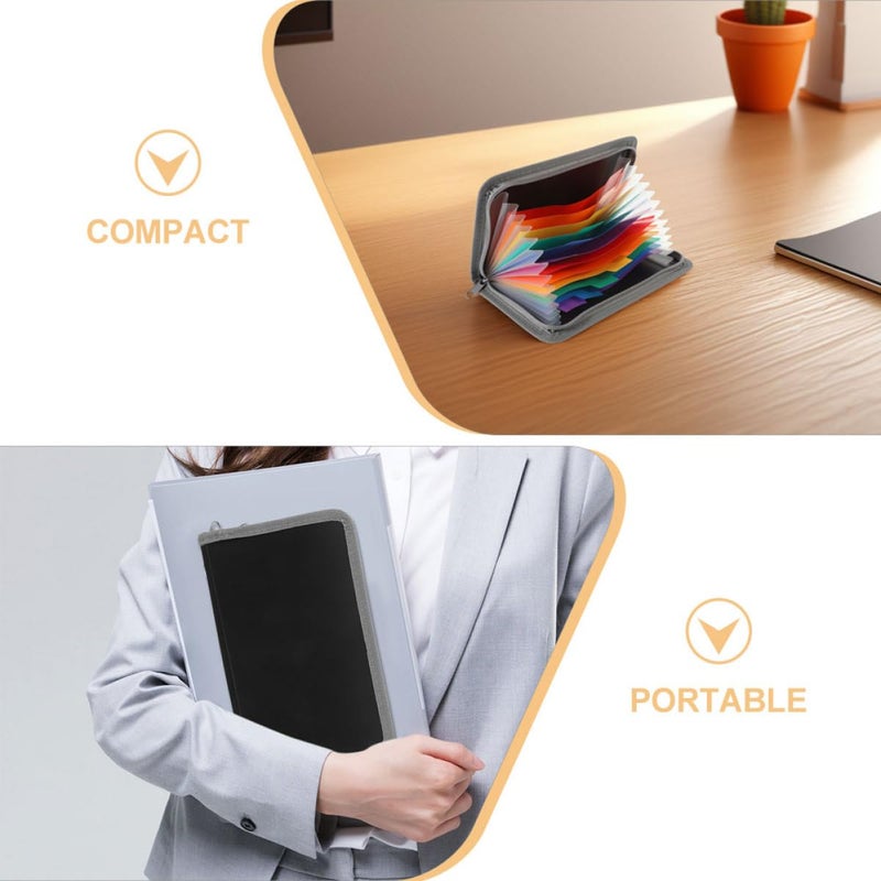 A6 Mini Accordion File Folder With Zipper Expandable Receipt Organizer For Business Travel - Image 4