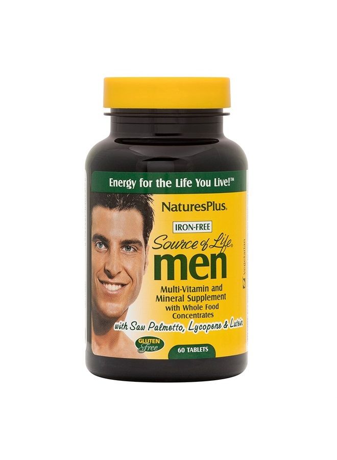 Nature's Plus NaturesPlus Source of Life Men Multivitamin - 60 Vegetarian Tablets - Whole Food Supplement - Natural Energy Production & Overall Wellbeing for Men - Gluten-Free - 30 Servings - Image 1
