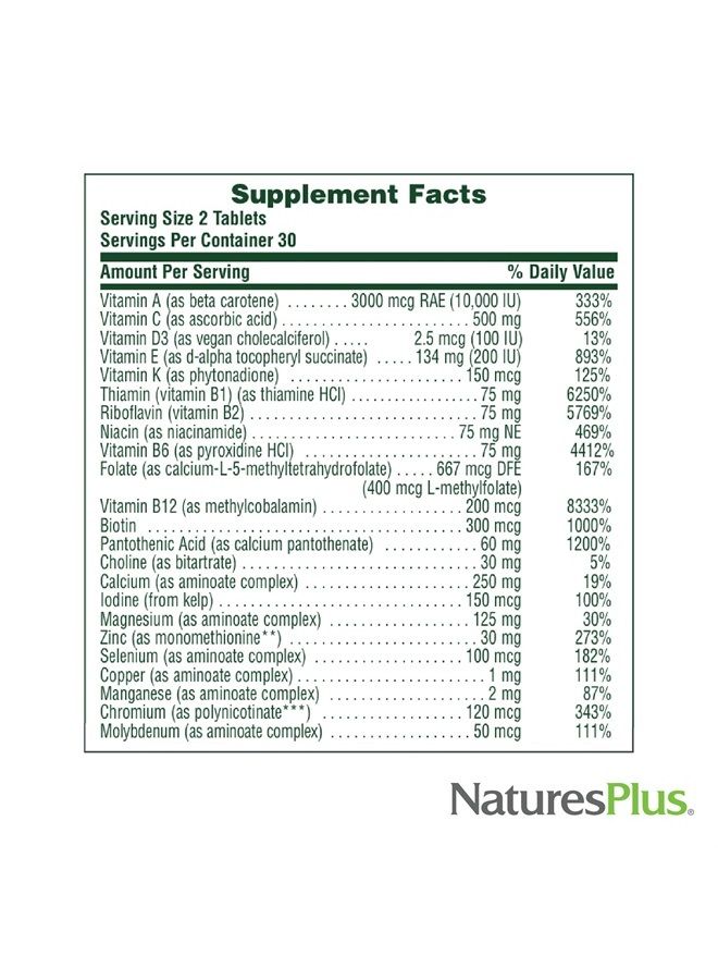 Nature's Plus NaturesPlus Source of Life Men Multivitamin - 60 Vegetarian Tablets - Whole Food Supplement - Natural Energy Production & Overall Wellbeing for Men - Gluten-Free - 30 Servings - Image 4