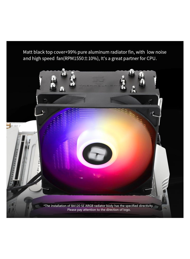 ثيرمالرايت مبرد وحدة المعالجة المركزية Thermalright Burst Assassin 120 SE ARGB، مبرد مشتت حراري بستة أنابيب حرارية، مبرد هواء وحدة المعالجة المركزية بمروحة PWM 12 سم، تقنية AGHP، متوافق مع Intel LGA1851/1700/115X/1200 - Image 5
