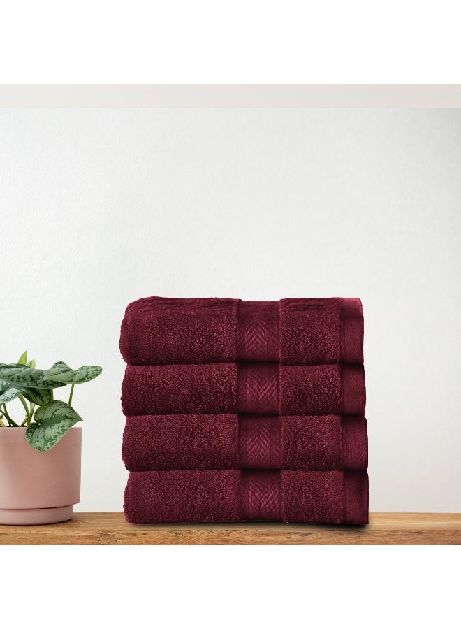 Rest Face Towel Set Of 4 Burgundy Cotton Face Towel 30X30Cm , 12X12 Inch Luxury Face Cleansing Towel Soft Absorbent Lightweight Washable Quick Dry Spa Quality Beach Face Towel - Image 1