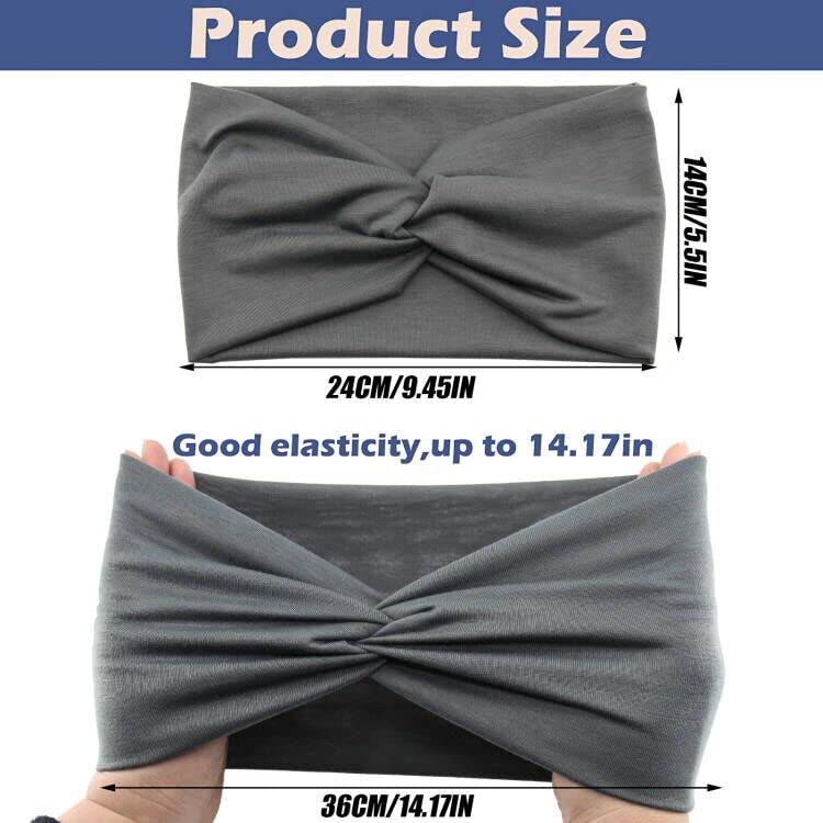 Carede Wide Headbands for Women, Large Twist Headbands Boho Turban Headband Stretchy Head Wraps Yoga Head Bands For Women's Hair,Pack of 8 - Image 2